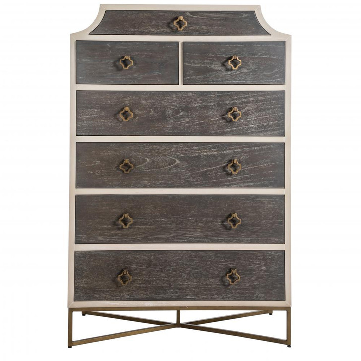 Kirsten Tall Boy Dresser, Cerused White, Cerused Coal, Stained Brass, 36"W (SCH-170285 YUU6003R8U)