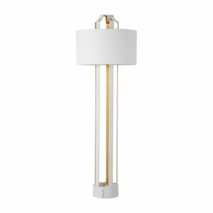 Krista Floor Lamp, 1-Light, Coral White, Vintage Gold, White Linen Shade, 80"H (SCH-169095 YUU6003R8W)