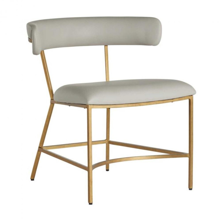 Mason Dining Chair, Gray Leather, Gold Frame, 28.5"H (SCH-167080 YUU6003R9D)