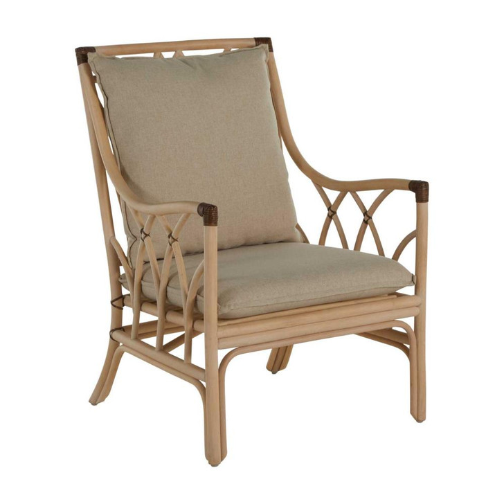 Milano Lounge Chair, Beige Linen, Natural Rattan Frame, 38.5"H (SCH-192370 YUU6003R9M)