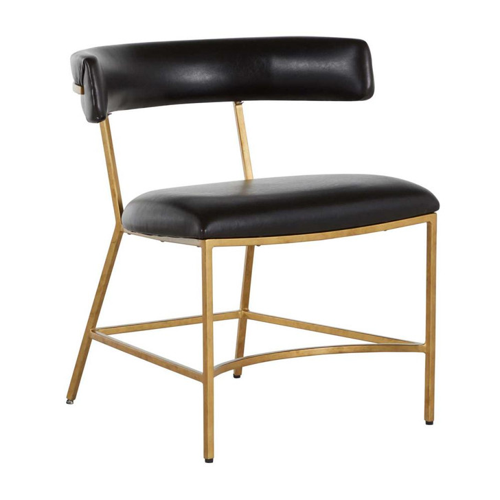 Matthew Dining Chair, Dark Brown Leather, Gold Frame, 26.25"H (SCH-167075 YUU6003R9F)