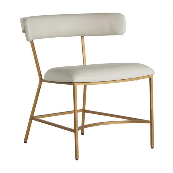 Matlock Dining Chair, White Leather, Gold Frame, 26.25"H (SCH-167085 YUU6003R9E)