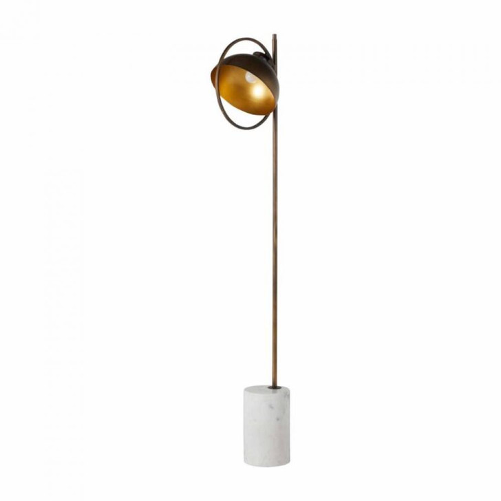 Olsen Floor Lamp, 1-Light, Rubbed Brass, Antique Vintage Gold, White Marble Base, Rubbed Bronze Shade, 76"H (SCH-168070 YUU6003RA3)