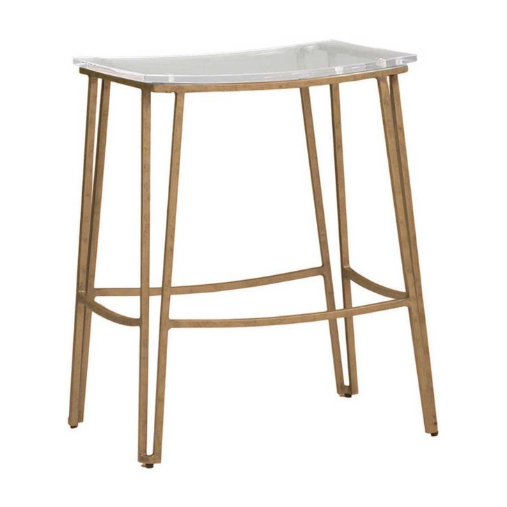 Pierce Counter Stool, Clear Lucite, Antique Gold, 24.5"H (SCH-155410 YUU6003RA7)