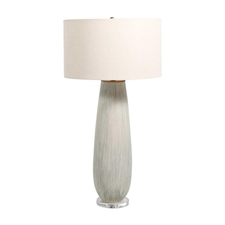 Tristan Table Lamp, 1-Light, Blue, White, Antique Brass, Cream Linen Shade, 37.5"H (SCH-163410 YUU6003T7Q)