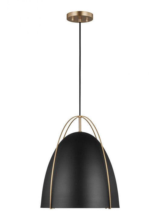 Norman Pendant, 1-Light, LED, Satin Brass, Midnight Black Shade, 15.38"Dia (6651701EN3-848 70704Y5)