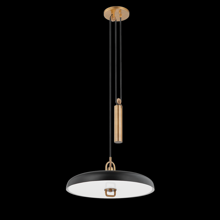 Plummet Pendant, 1-Light, LED, Patina Brass, Matte White Shade, 18"W (F1618-PBR/SBK UJPK)