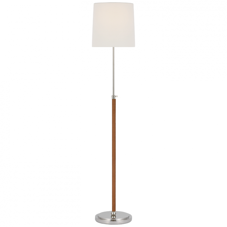Bryant Wrapped Floor Lamp - Polished Nickel and Natural Leather