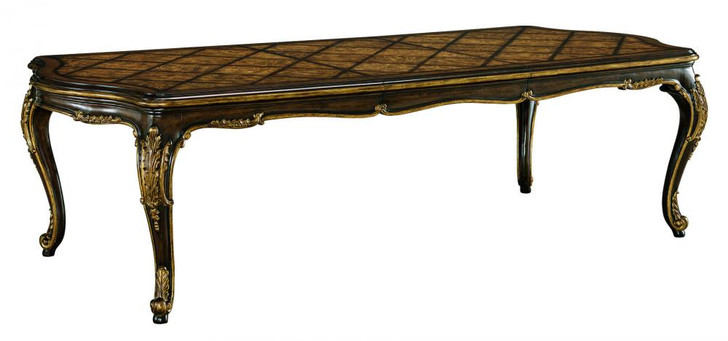 Aria Dining Table, Mahogany, Aged Gold Trim, 109"W (88-0321 YUU906TMAT)