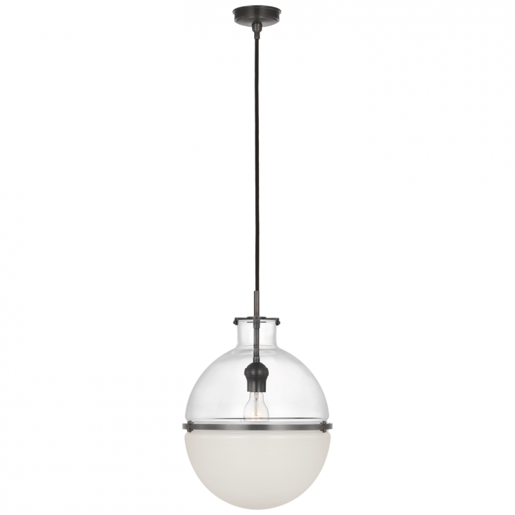 Maxey Globe Pendant - Bronze and Clear/White Glass