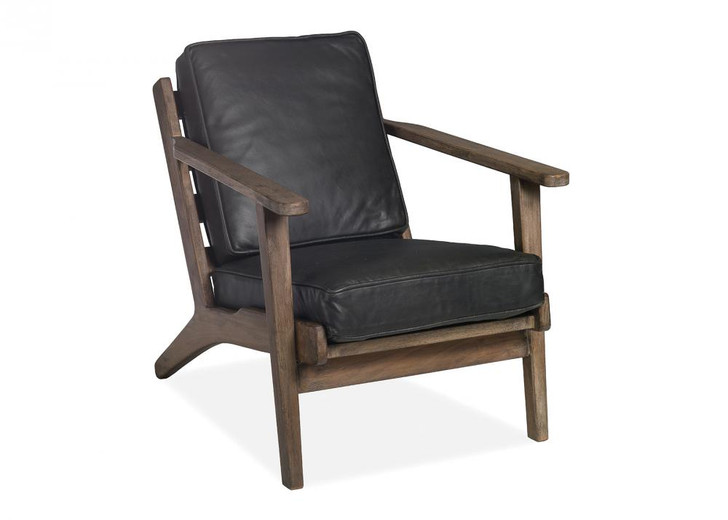 Ezra Club Chair, Gage Charcoal Leather, Wood, 31.5"H (RA1087-GAG-CHA YUU906TP7Q)