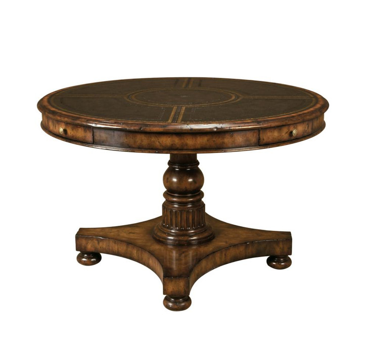 Exeter Game Table, Frontier Mahogany, Black Angus Leather Top, Pompeian Brass Accents, 48"W (8101-31 YUU906TP7P)