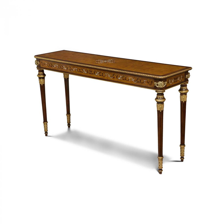 Finneas Console Table, Myrtlewood, Gold & Brass Accents, 64"W (89-0107 YUU906TP7T)