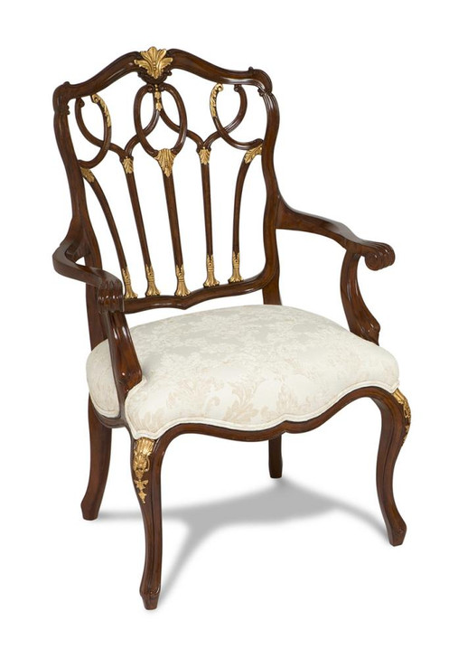 Gothic Armchair, Wood, Off-White Seat, 41"H (89-0206 YUU906TP93)
