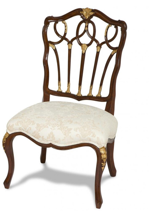 Gothic Side Chair, White Upholstery, Wood, 41"H (89-0306 YUU906TP94)