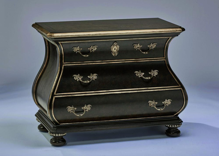 Grand Traditions Nightstand, Deep Bombay Mahogany, Venetian Gold Trim, Polished Brass Hardware, 40"W (88-0313 YUU906TP9E)