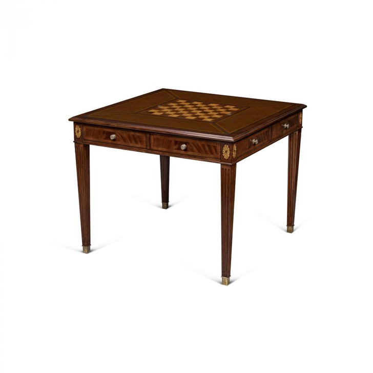Hopkins Game Table, Mahogany, Antique Brown Leather, 38"W (89-0902 YUU906TPA0)