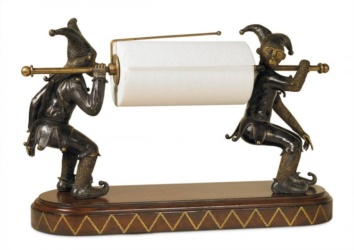 Jesters Paper Towel Holder, Antique Brass, Chocolate Leather, 26"W (8175-12 YUU906TPA7)