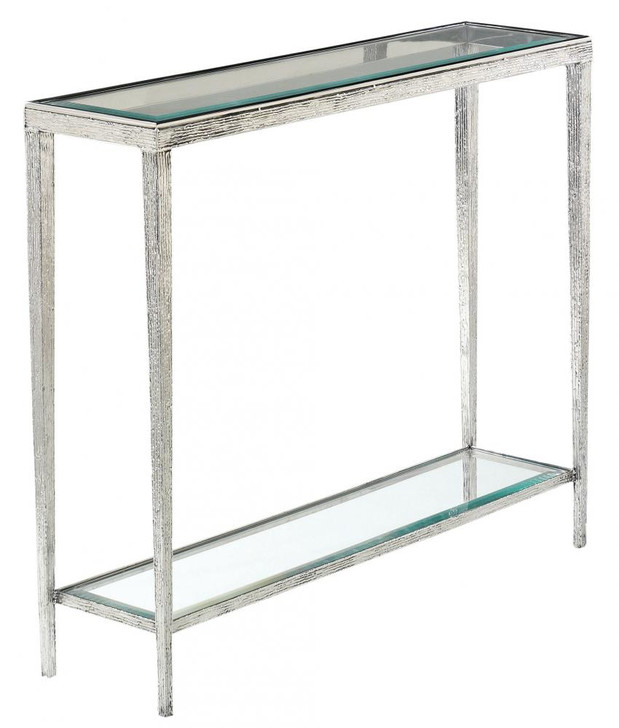 Jinx Console Table, Small, Nickel, Glass Top, 38"W (HM1017N YUU906TQ6K)