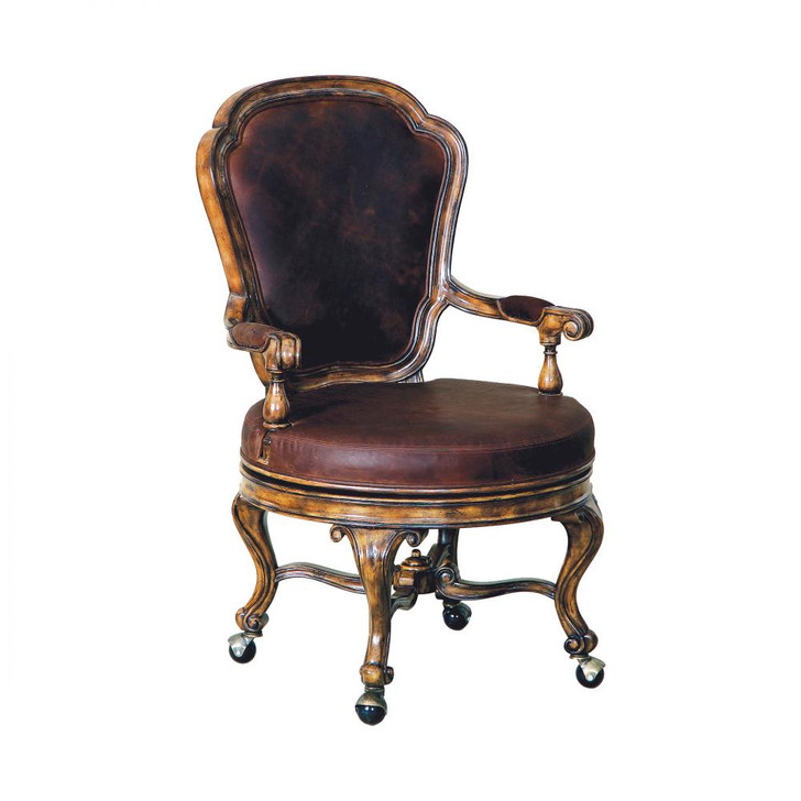 Louis Game Chair, Dark Wellington Cottage, Old Attic Brown Leather, Brass Casters, 25"W (8105-43 YUU906TQ7K)