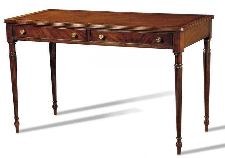 Poetry Desk, Mahogany, Antique Brown Leather, Brass Knobs, 48"W (89-0004 YUU906TR7J)