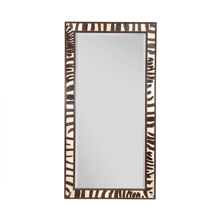 Safari Floor Mirror, Zebra White & Black Hair on Hide Leather, 43"W (8102-28 YUU906TR8P)