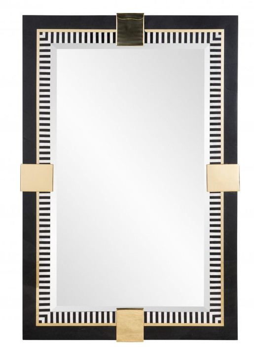 Spectator Mirror, Black, Brass Accents, 40"W (8319-28 YUU906TT5Q)