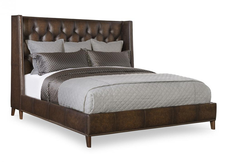 Stella Upholstered Bed, King, Linus Molasses Brown Leather, 83"W (RAB1500-K-LIN-MOL YUU906TT5X)