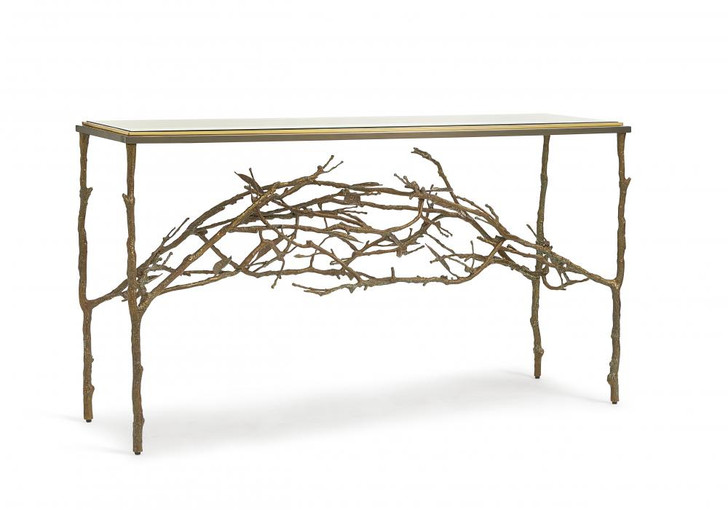 Twig Console Table, Brass, Glass Top, 60"W (8395-34 YUU906TT77)