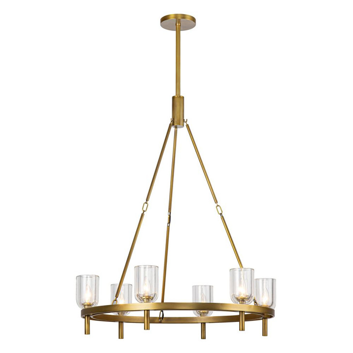 Lucian Candelabra Chandelier, 6-Light, Vintage Brass, Clear Crystal, 38.38"H (CH338632VBCC 7072XM0)