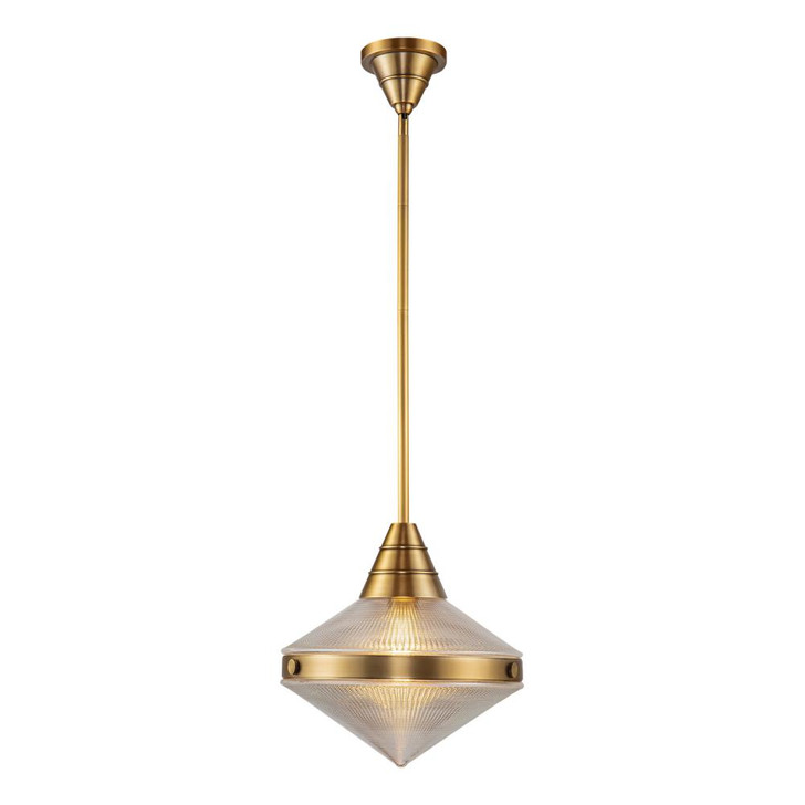 Willard Pendant, 1-Light, Vintage Brass, Prismatic Glass, 14.13"H (PD348114VBPG 7072XM5)