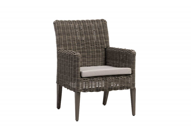 Cubo Dining Arm Chair, Regatta, Creamy Oak Resin, Pearl Gray Frame, 26.5"W (FN61212COK-FO5164 YUU90043AJ)