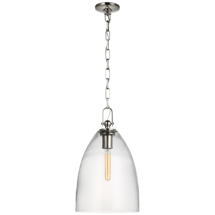 Andros Large Pendant - Polished Nickel and Clear Glass