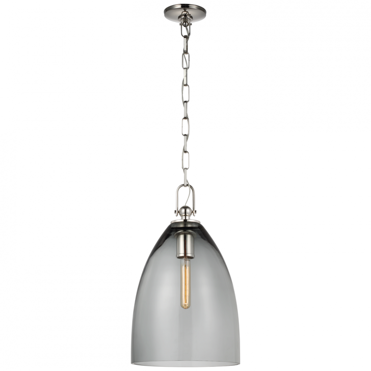 Andros Large Pendant - Polished Nickel and Smoked Glass