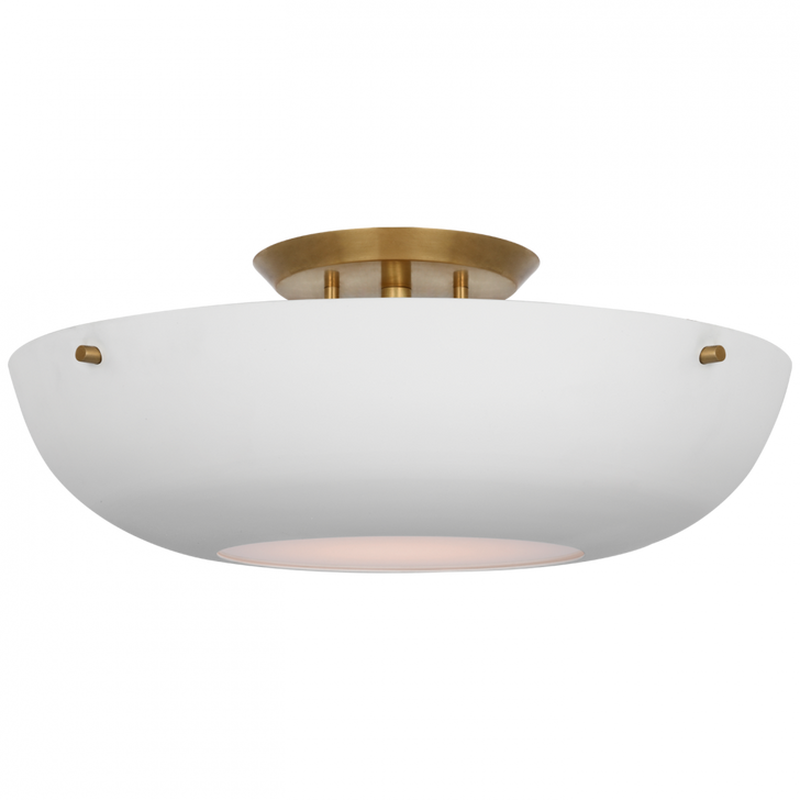 Valencia Flush Mount - Hand-Rubbed Antique Brass and Matte White