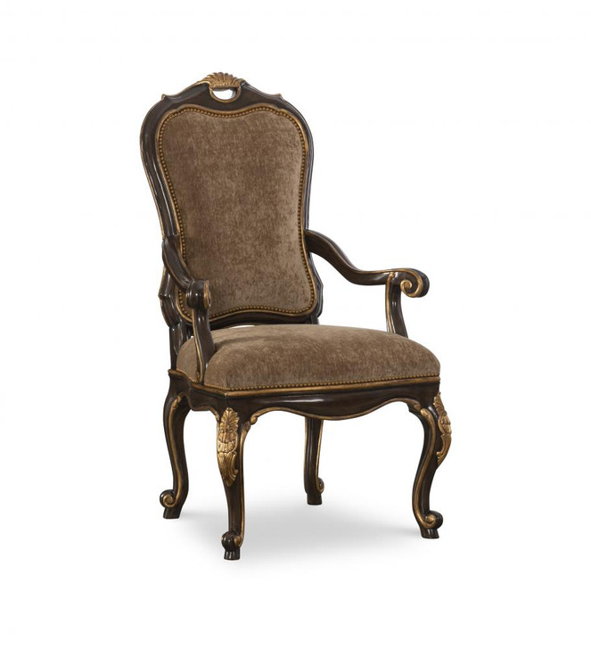 Aria Armchair, Lush Fawn Upholstery, Mahogany, Aged Gold Trim, 45"H (88-0146 YUU906TMAJ)