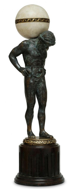 Atlas Sculpture, Brass, Agate Stone, 4.25"W (89-1802 YUU906TMC2)