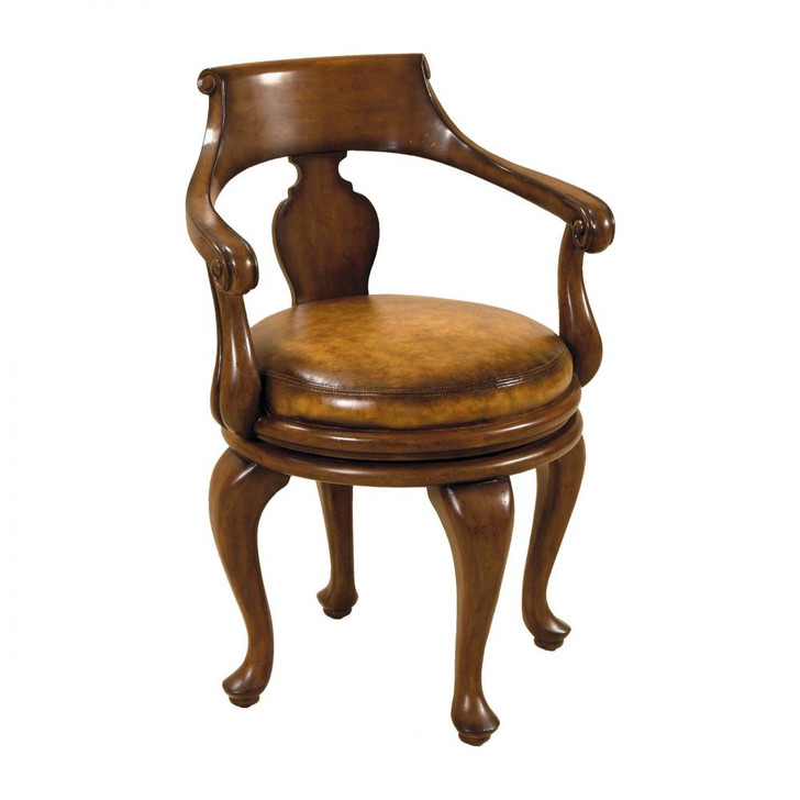 Contour Game Chair, Walnut, Florentine Brown Leather, 24"W (8103-43 YUU906TN9N)