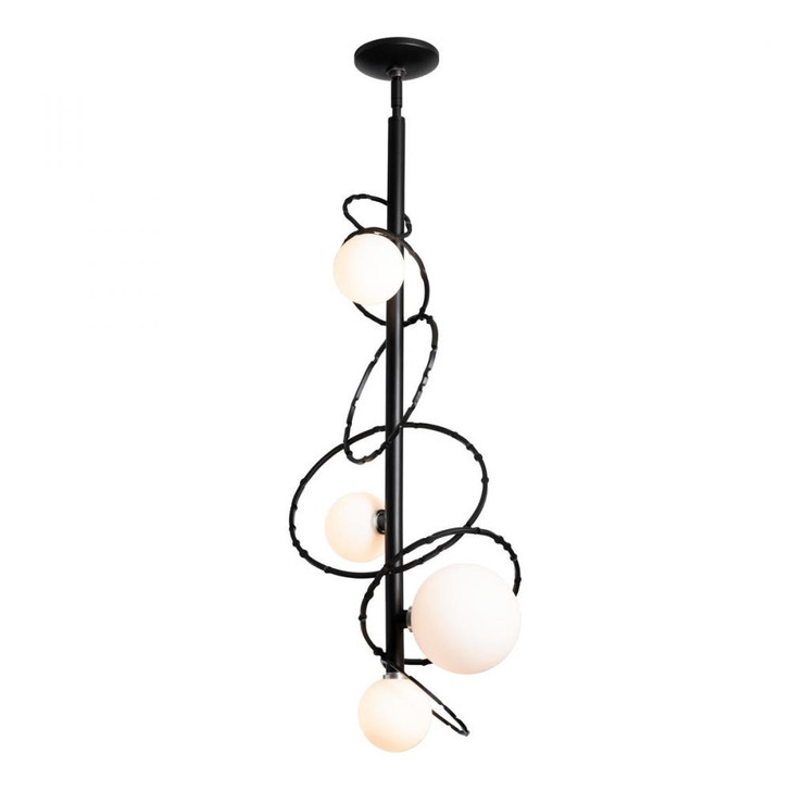 Olympus Vertical Pendant, 5-Light, Black, Opal Glass, 36.5"H (OPEN BOX 131606-SKT-SHRT-03-GG0712)