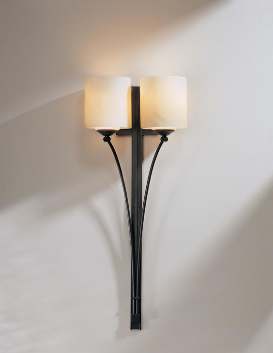 Formae Contemporary Wall Sconce, 2-Light, Black, Opal Glass, 29.75"H, OPEN BOX (204672-SKT-10-GG0169)