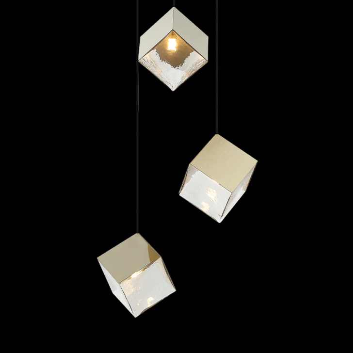 Cube Pendant, 3-Light, Champagne Gold, 32.38"H (C30503CG 3060PLV)