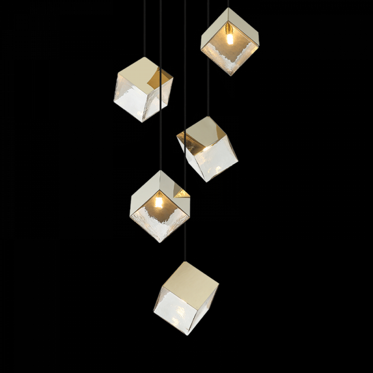 Cube Pendant, 5-Light, Champagne Gold, 34.63"H (C30505CG 3060PLX)
