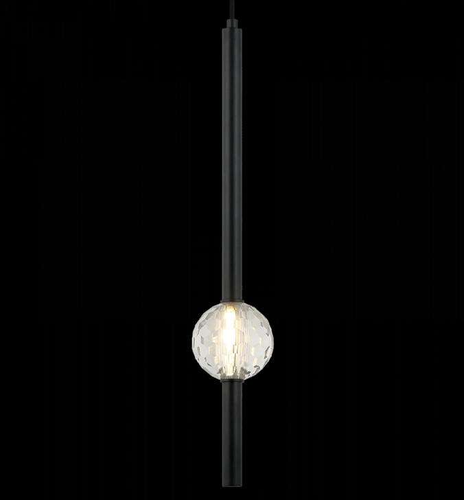 Windchimer Pendant, 1-Light, LED, Matte Black, Crystal Shade, 21.63"H (C68901MB 3060PMF)