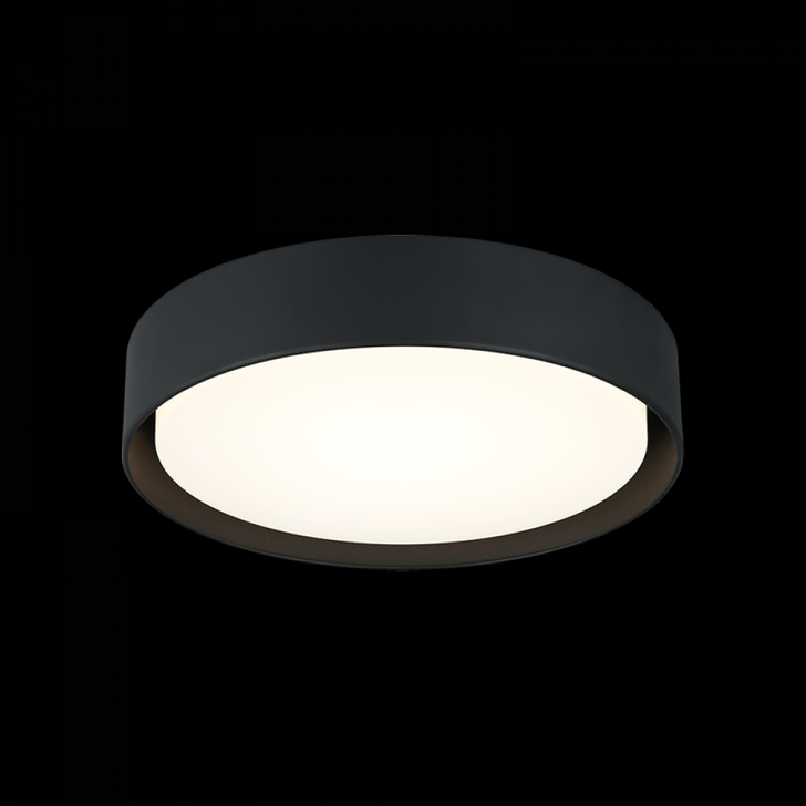 Ezra Flush Mount, 1-Light, LED, Matte Black, White Acrylic Shade, 16"W (M16616MB 3060PNL)