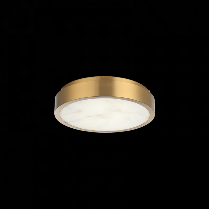 Marblestone Flush Mount, 1-Light, LED, Aged Gold Brass, Genuine Spanish Alabaster, 11"W (X05911AG 3060QLC)