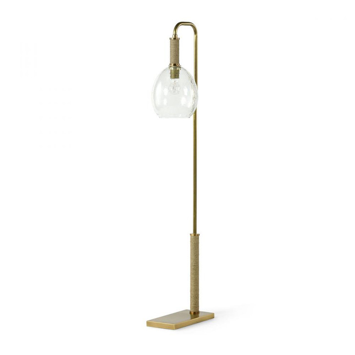 Bronson Floor Lamp, 1-Light, Antique Brass, Clear Rippled Glass Shade, 59"H (2128-79 3706TM5E)