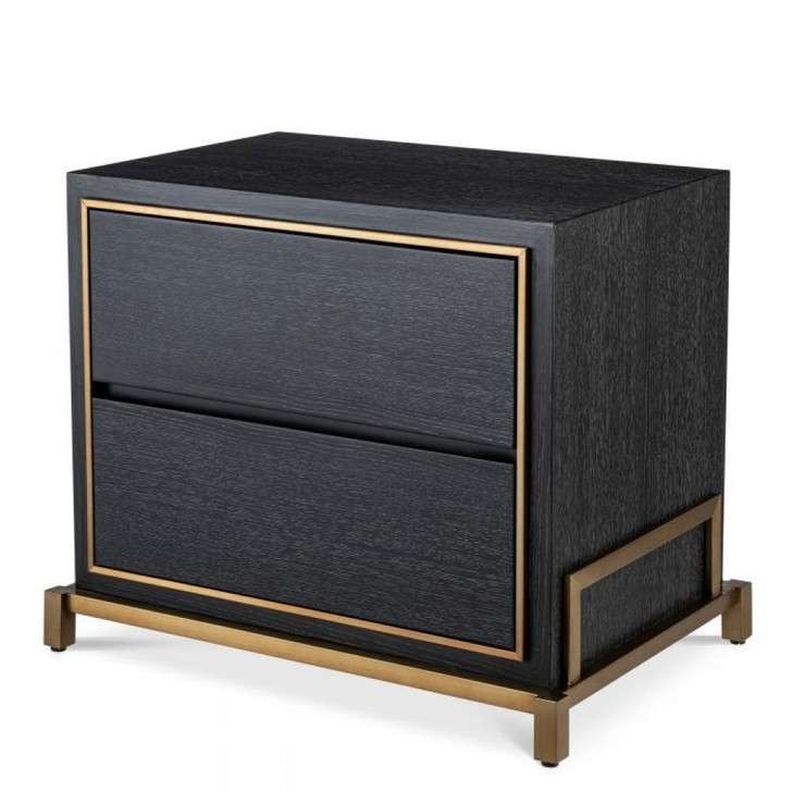 Hazel Nightstand, Charcoal Gray, Brushed Brass, 29.53"W (115102 YV0J03YP6T)