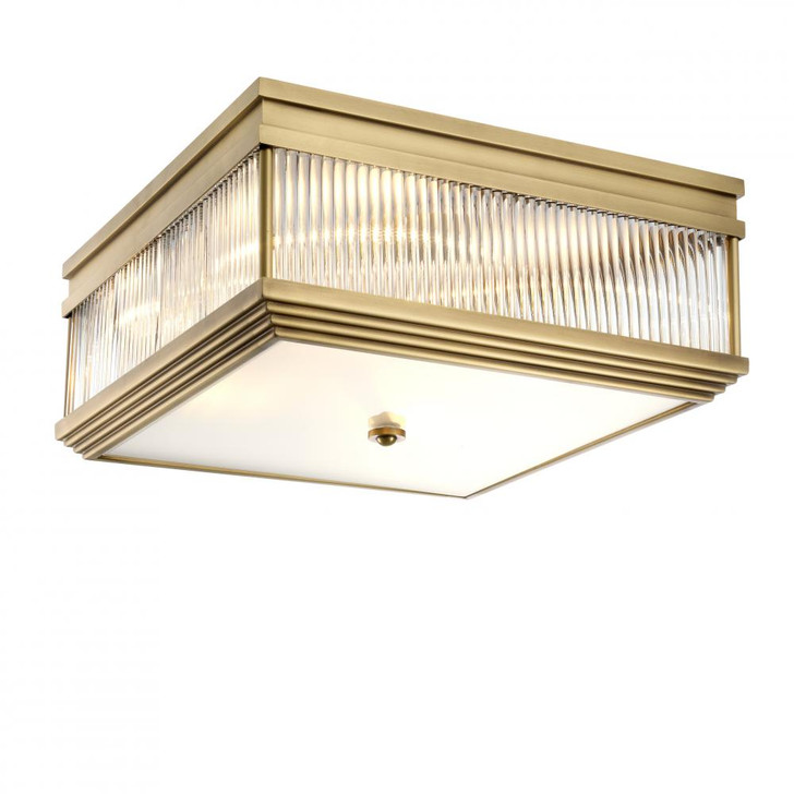 Marly Flush Mount, 4-Light, Antique Brass, Clear Glass, Frosted Glass, 15.94"W (112858UL YV0J03YT3H)