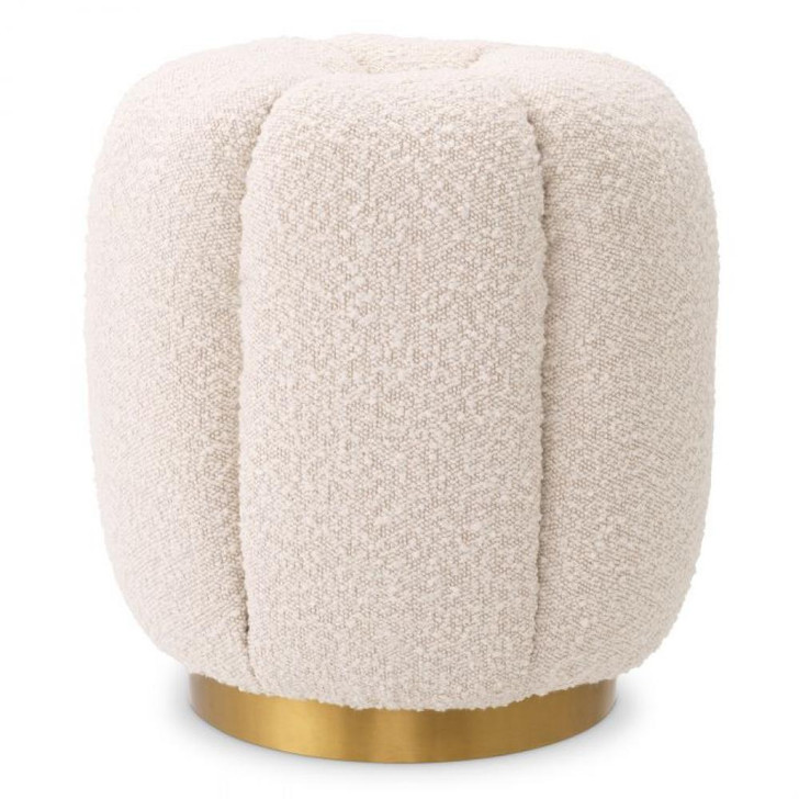 Orchanic Stool, Boucle Cream Fabric, Brushed Brass Base, 17.72"H (A116034 YV0J041VQF)