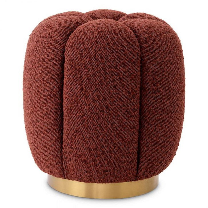 Orchanic Stool, Boucle Rouge Fabric, Brushed Brass Base, 17.72"H (A117110 YV0J041VQH)